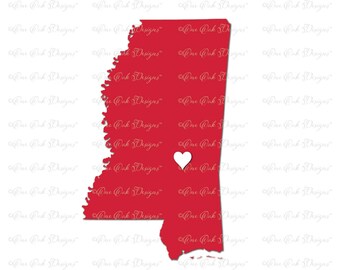 Mississippi Heart SVG File svg dxf png pdf jpg for Cameo, Cricut Explore & other electronic cutters