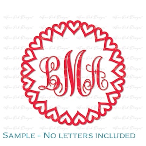Öffnen Sie Herz Kreis Monogramm Rahmen SVG Datei PDF / Dxf / Jpg / Png / SVG für Cameo, Cricut & anderen elektronischen Formen