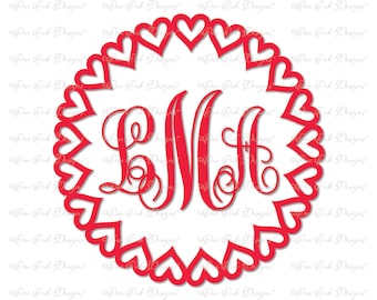 Open Heart Circle Monogram Frame SVG File PDF / dxf / jpg / png / SVG for Cameo, Cricut & other electronic cutters