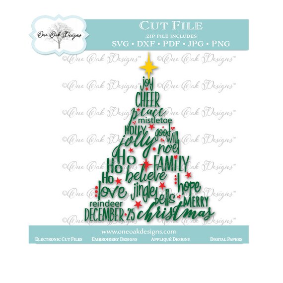 Download Christmas Tree Svg File Pdf Dxf Jpg Png Christmas Etsy