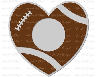 Football Heart Circle Monogram Frame  SVG DXF png pdf jpg for Cricut, Cameo & other electronic cutting machines