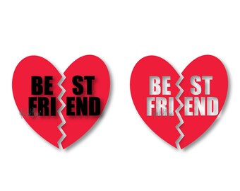 Meilleur ami Split coeur fichier, DXF, PDF, ai, eps, png, jpg, svg fichier svg camée fichier pour Cricut. Camée et autres couteaux électronique