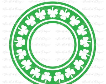 Shamrock Circle Monogram Frame SVG File svg / dxf / png / pdf / jpg for Cameo, Cricut & other electronic cutters