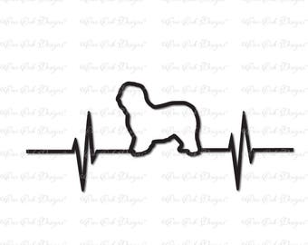 English Sheepdog EKG Heartbeat SVG DXF pdf jpg png file for Cameo Cricut & Other Electronic Cutters