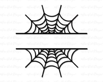 Spider Web Split Monogram Frame SVG DXF png pdf