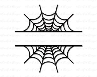 Spider Web Split Monogram Frame SVG DXF png pdf
