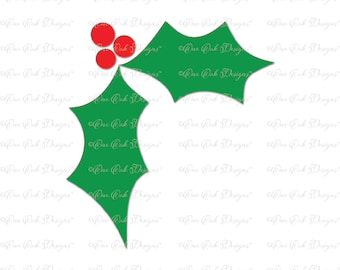 Holly with Berries SVG DXF PNG for Cameo Cricut & other electronic cutters