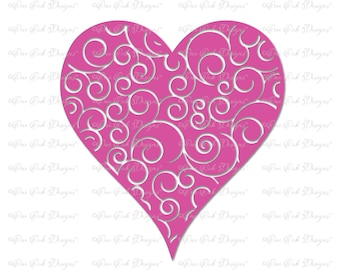 Swirl Filigree Heart SVG File / PDF / dxf / jpg / png / Swirly Heart SVG File for Cameo, Cricut & other cutters