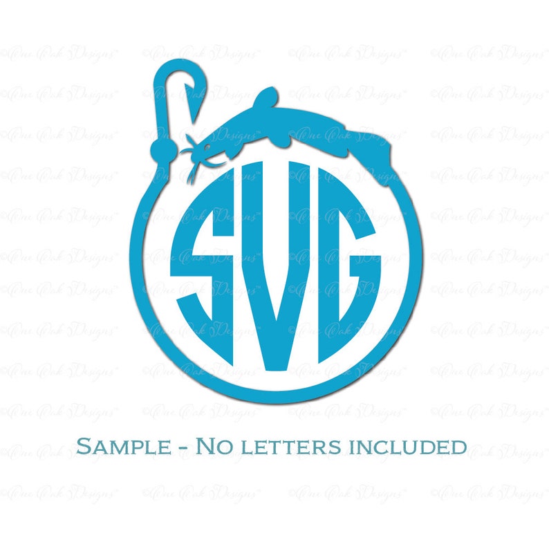Download Fish Hook Catfish Circle Monogram Frame Cut File SVG DXF ...