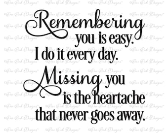 Remembering You Memorial Quote SVG File svg dxf png pour Cameo Cricut et autres machines à découper électroniques