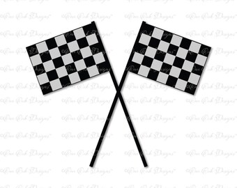 Crossed Checkered Flag SVG DXF PNG for Cameo, Cricut & other electronic cutters
