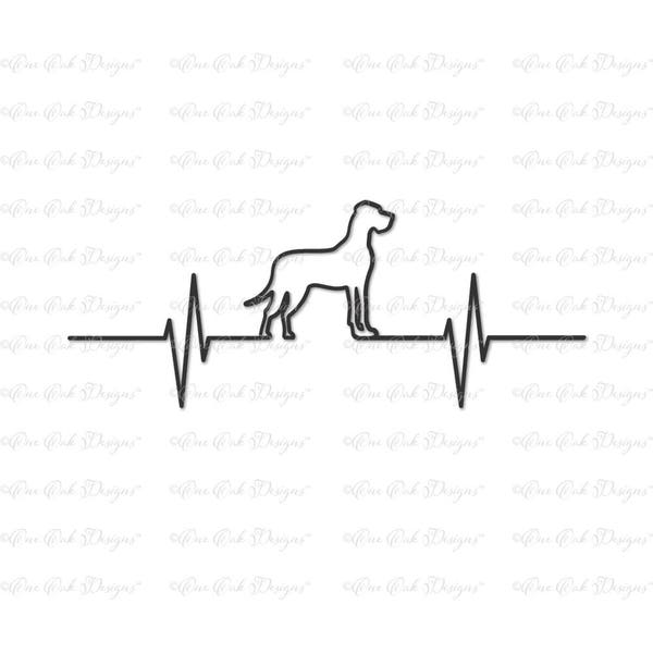 Great Dane Dog EKG Heartbeat SVG DXF png for Cameo, Cricut & other electronic cutters (Natural Ears)