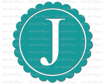 Jakobsmuschel Monogramm Alphabet Buchstaben J SVG Datei / Dxf / Pdf / Png / Jpg für Cameo, Cricut & anderen elektronischen Formen