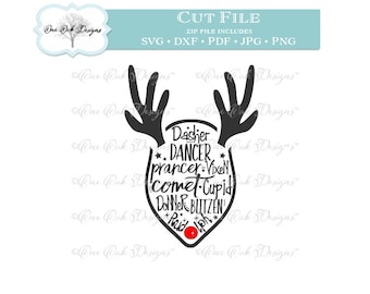 Reindeer SVG File PDF / dxf / jpg / png / Reindeer Names small SVG File for Cameo, Cricut & other electronic cutters