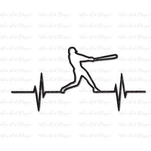 Baseball Player EKG Heartbeat SVG File svg / dxf / pdf / png / jpg for Cricut , Cameo, and other electronic cutting  machines