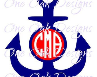Anchor Circle Monogram SVG, DXF, pdf, ap, eps, png, jpg, SVG file for Cameo, svg file for Cricut & other electronic cutters
