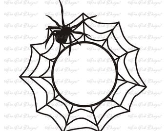 Spider Web Circle Monogram Frame SVG File svg dxf png pdf jpg para Cameo, Cricut Print y otras máquinas de corte electrónico
