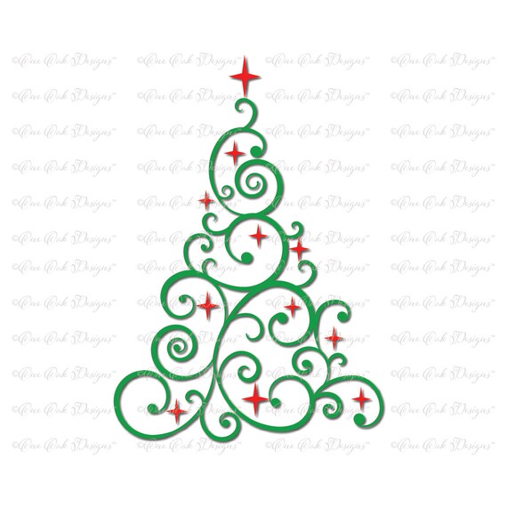 Download Swirly Tree With Stars Svg File Pdf Dxf Jpg Png Etsy