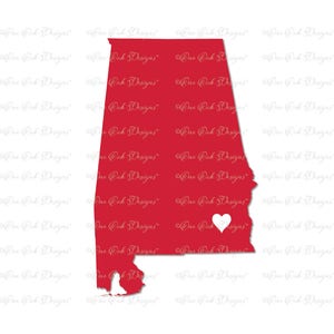 Alabama Herz SVG Datei PDF / Dxf / Jpg / Png / für Cameo, Cricut & anderen elektronischen Formen