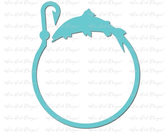 Fish Hook Circle Monogram SVG DXF PNG Cut File for Cameo Cricut & other electronic cutters