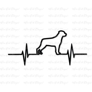Rottweiler EKG Heartbeat SVG DXF png pdf jpg archivo para Cameo, Cricut y otras máquinas de corte electrónico