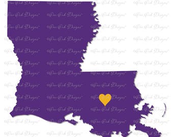 Louisiana Heart SVG File PDF / dxf / jpg / png / svg file for Cameo, Cricut Explore & other electronic cutters