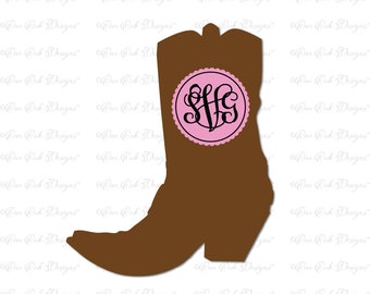 Cowboy Boot Monogram Frame SVG DXF PNG File for Cameo File for Cricut and other electronic cutters