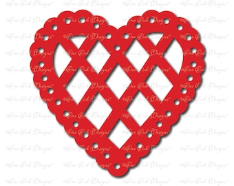 Scallop Lattice & Lace Heart Valentine SVG file  svg / dxf / png / pdf / jpg for Cameo, Cricut, and other electronic cutters