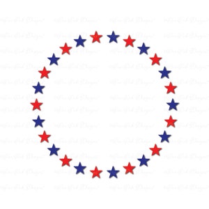 Patriottische Star cirkel Monogram Frame SVG DXF PNG voor Cameo voor Cricut Explore & andere elektronische scharen