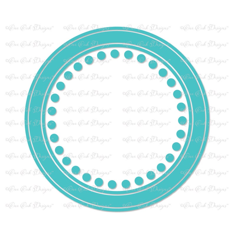 May include: A turquoise blue circle frame with a dotted border. The frame is perfect for adding a decorative touch to your crafts.