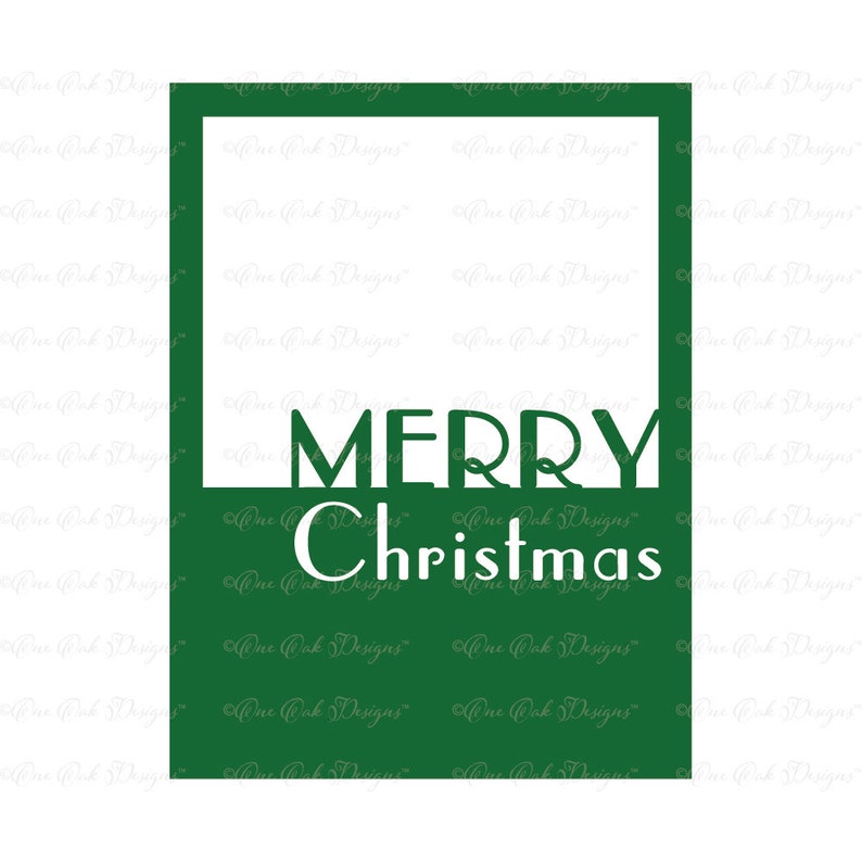May include: A green picture frame with a white background and the text "MERRY Christmas" in white.