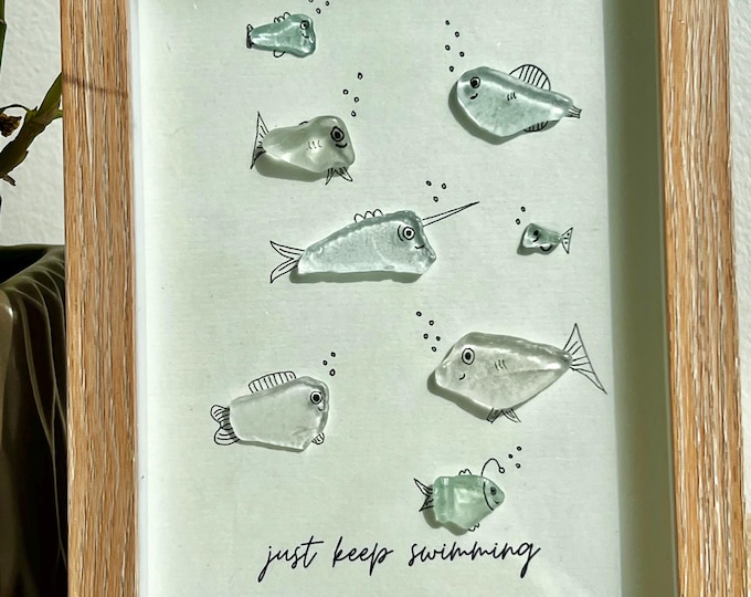 Just keep swimming | beach glass art