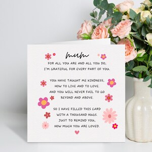 Mama Gedicht Karte für Muttertag, liebe dich Mama Muttertagskarte, Muttertagskarten für Mama, alles Gute zum Muttertag, Muttertagsgeschenk für Mama, Gedicht