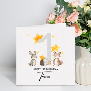 Carte 1er anniversaire des bois pour garçon, carte 1er anniversaire personnalisée, cadeau spécial premier anniversaire pour fille, carte premier anniversaire, 1er anniversaire
