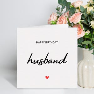 Carte de joyeux anniversaire mari - carte d'anniversaire personnalisée pour lui - voeux personnalisable avec option de message imprimé - faite main au Royaume-Uni