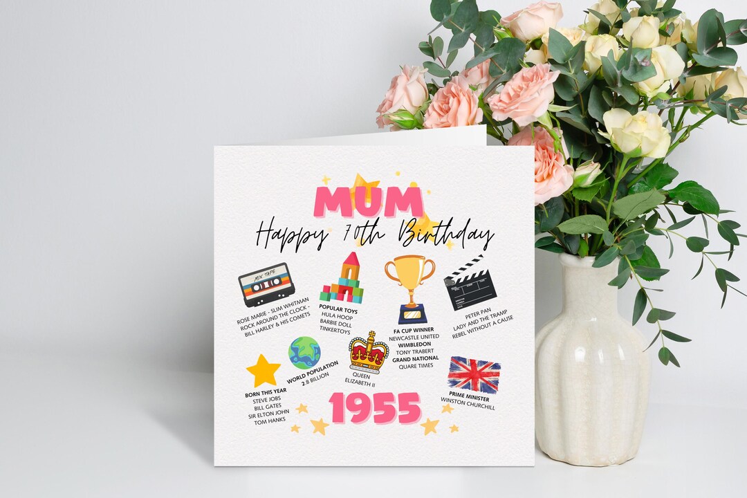 Personalised Mum 70th Birthday Card, 70th Birthday Card for Mum, Mum ...