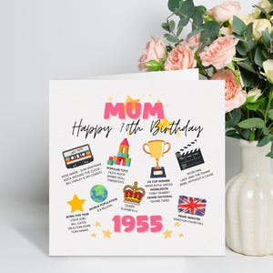 Carte personnalisée des 70 ans de maman, 70e anniversaire de maman, carte des 70 ans de maman, cadeau d'anniversaire de maman, pour elle, cadeau d'anniversaire de maman