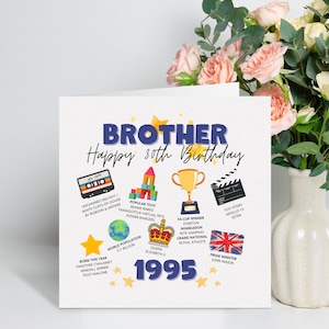 Carte personnalisée 30e anniversaire frère, carte 30e anniversaire frère, carte d'anniversaire frère, cadeau d'anniversaire frère, carte 30e frère
