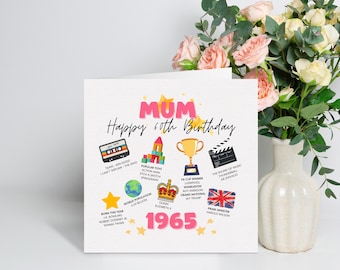 Carte personnalisée du 60e anniversaire de maman, carte de 60e anniversaire pour maman, carte du soixantième anniversaire de maman, cadeau d'anniversaire de maman, pour elle, cadeau d'anniversaire de maman