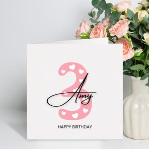 Personalised 3rd Birthday Card For Girl, Daughter 3rd Birthday Card, Cute Third Birthday Gift For Little Girl, 3rd Birthday Gift, Niece