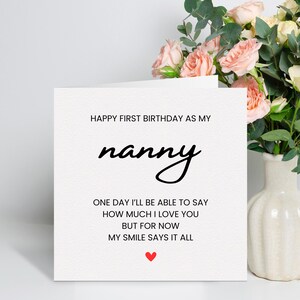 Tarjeta de cumpleaños personalizada para abuela: saludo personalizable con opción de mensaje impreso, hecha a mano en el Reino Unido. Niñera, abuela, abuela