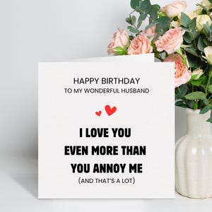 Carte d'anniversaire drôle mari, carte d'anniversaire pour mari, cadeau d'anniversaire mari, blague carte mari, carte d'anniversaire pour lui, cadeau mari