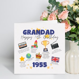 Carte 70e anniversaire grand-père, carte 70e anniversaire pour grand-père, cadeau d'anniversaire personnalisé pour grand-père, jalon grand-père soixante-dixième anniversaire