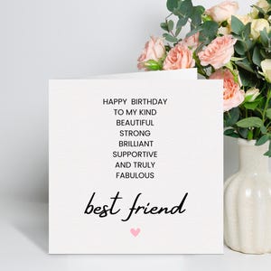 Personalisierte Geburtstagskarte für den besten Freund - anpassbarer Gruß mit gedruckter Nachrichtenoption - handgefertigt in Großbritannien - Bestie Geburtstagsgeschenk