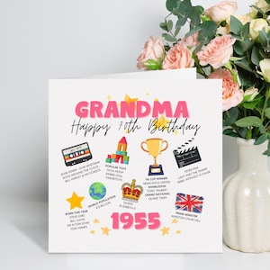 Carte des 70 ans de grand-mère, carte des 70 ans pour grand-mère, cadeau d'anniversaire personnalisé pour nounou, soixante-dixième anniversaire de Nan Milestone