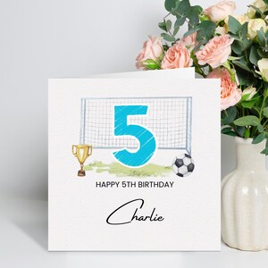 Cartão de aniversário de futebol para menino, cartão de aniversário de 5 anos para filho, cartão de aniversário de 5 anos para futebol, presente de 5 anos para sobrinho, neto, para menina