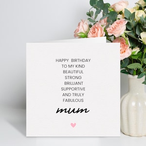 Alles Gute zum Geburtstag Mama Karte - Personalisierter Anpassbarer Gruß - Gedruckte Nachricht Option - Handgemacht in UK