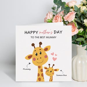 Tarjeta personalizada para el primer día de la madre para hija: un regalo floral de recuerdo para bebé.