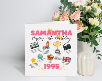 Carte personnalisée 30e anniversaire, carte 30e anniversaire fille, cadeau 30e anniversaire pour femme, carte 30e anniversaire pour soeur, elle, ami