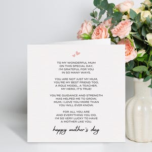 Mama Gedicht Karte für Muttertag, liebe dich Mama Muttertagskarte, Muttertagskarten für Mama, alles Gute zum Muttertag, Muttertagsgeschenk für Mama, Gedicht